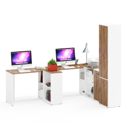 Два стола рабочих Лидер-8 с пеналом для документов и тумбочкой с ящиком и дверкой