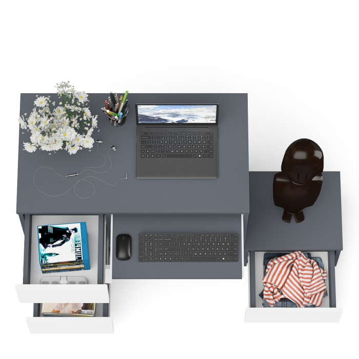 Прямые компьютерные столы, Компьютерный стол три ящика Мори МС-6 левый с тумбой 400