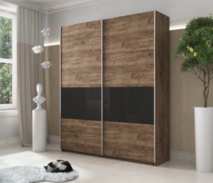 Шкаф-купе Прайм ДСП/Стекло черное, 220х57х230