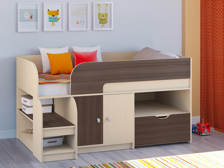 Кровати-чердаки, Кровать-чердак Астра 9 V4 Дуб молочный