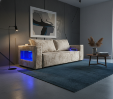 Дизайнерские диваны для гостиной, Диван-кровать еврокнижка Лофт Люкс  с подсветкой , 140,плюш