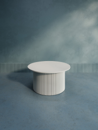 Стол круглый журнальный с белым металлическим подстольем TRUBIS Wood M 80