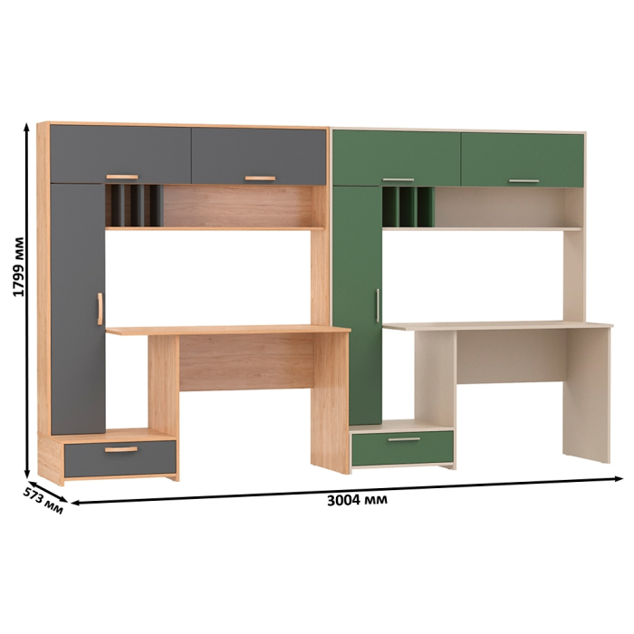 Прямые компьютерные столы, Два стола письменных Лайт 03.243Н