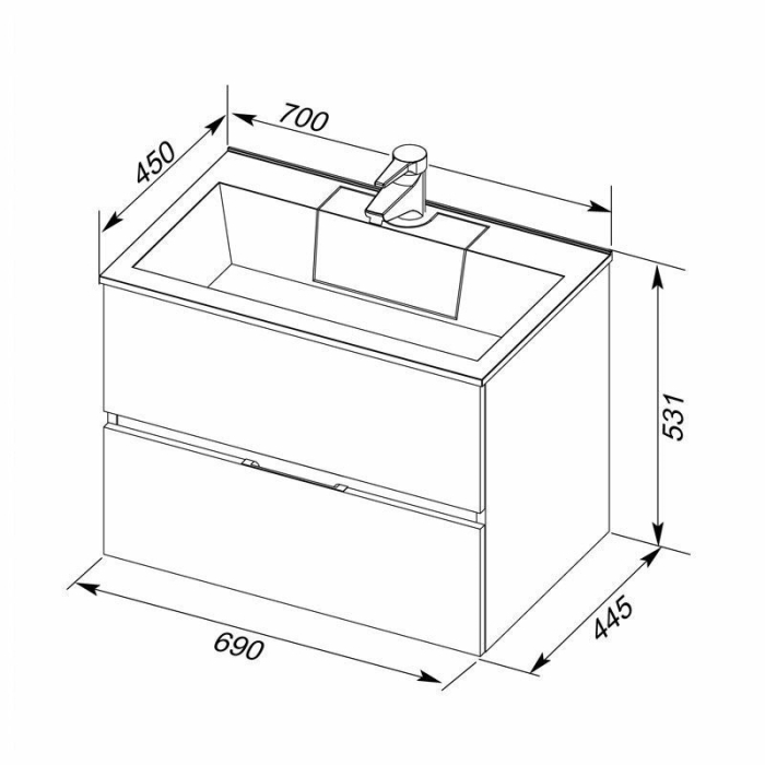 Мебель для ванных комнат, Комплект мебели для ванной Aquanet Алвита 70 