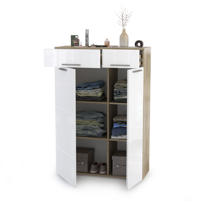 Комоды, Комод Лайн 13.121 дуб крафт серый/белый глянец