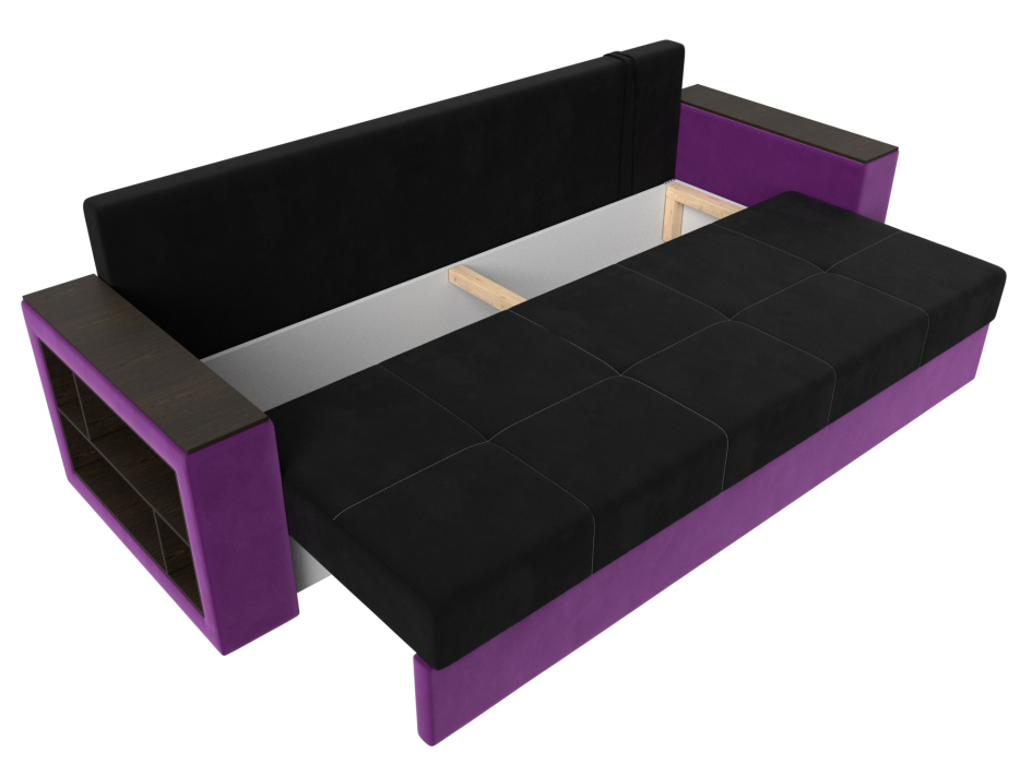 Диваны кровати со спальным местом, Диван прямой Дубай Лайт полки слева, микровельвет