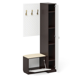 Вешалка для верхней одежды с обувницей с мягким сиденьем и пенал П-6-500 фрезеровка ромб