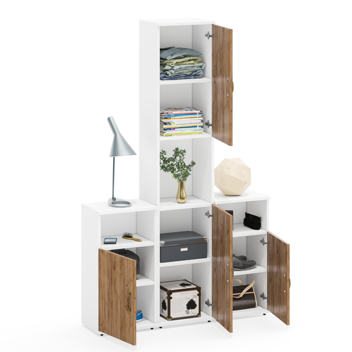 Домашние кабинеты, Пенал для домашнего офиса и две тумбы с дверками Лидер-8.