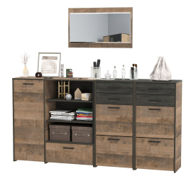 Навесное зеркало в прихожую Трувор с обувницами и комодом-тумбой