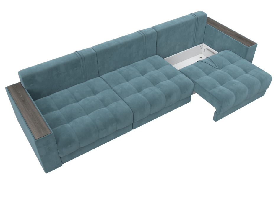 Дизайнерские диваны для гостиной, Диван прямой с декором Лига-049 НПБ Лонг, велюр SEVEN