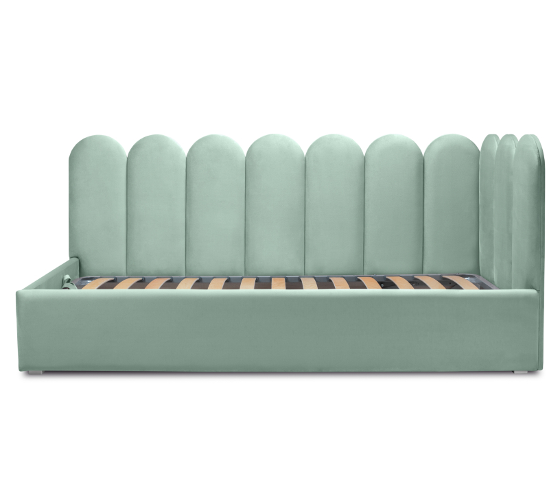 Мягкая кровать, Кровать с мягким изголовьем Мия 90 с подъемным механизмом, микровелюр