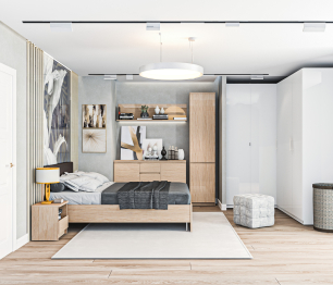 Веста спальня кровать 140 см с основанием и матрасом Дуб Сонома