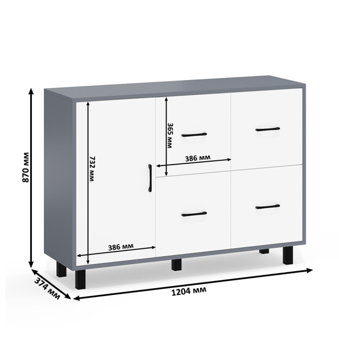 ТВ-тумбы, Два комода РВК 125-1204 с дверкой и 4-мя ящиками