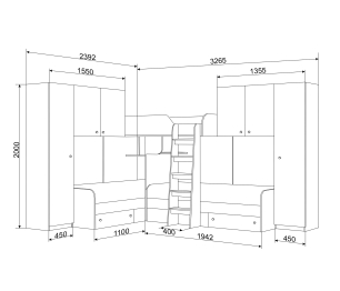 Кровать двухъярусная Трио/3 Дуб молочный