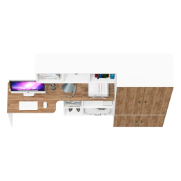 Бельевой глубокий шкаф Лидер-8 19Б с навесной полкой для книг и столом для работы