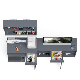 Открытая полка Мори 900 с компьютерным столом МС-1 правый и тумбой 1204-1