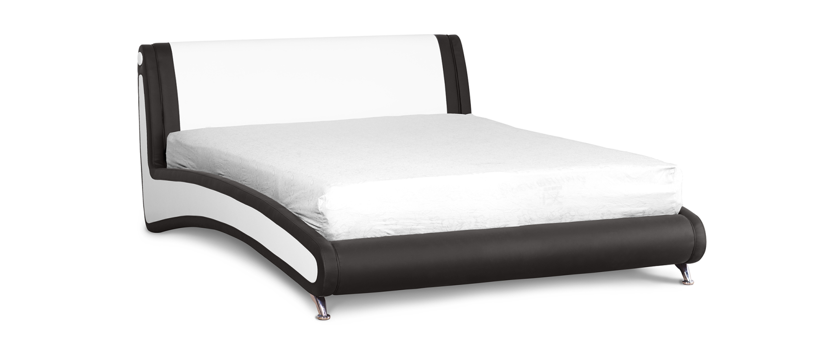 Двуспальные, Кровать с мягким изголовьем Помпиду, база, экокожа, 160*200