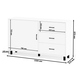 Стол-трансформер косметический с подсветкой 110 и комод-тумба три ящика 122-1504