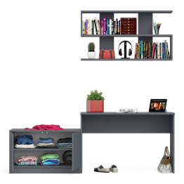 Письменный стол Мори МСП1200 с полкой и тумбой две дверки