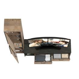 Тумба под ТВ и шкаф-пенал-витрина с подсветкой Трувор