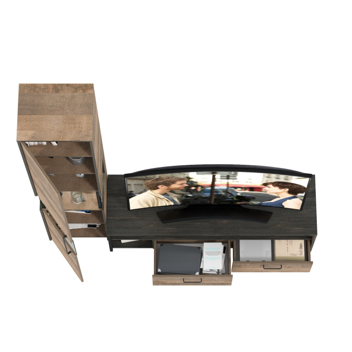 Стенки для гостиной, Тумба под ТВ и шкаф-пенал-витрина с подсветкой Трувор