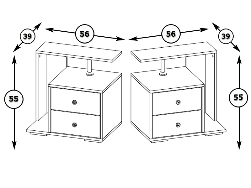 Прикроватные тумбы, Комплект прикроватных тумб Камелия