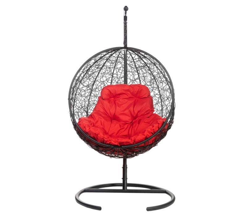 Мебель из ротанга, Подвесное кресло Kokos Black Красная подушка