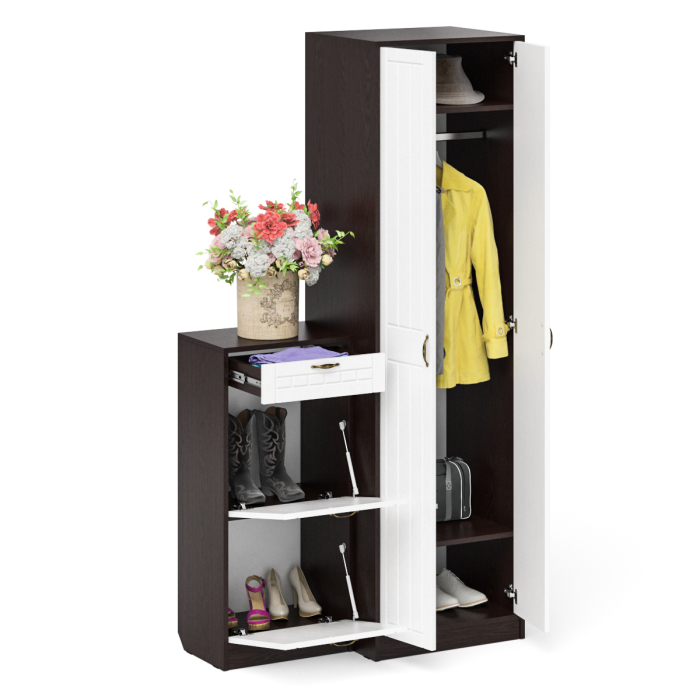 Прихожие, Шкаф с тумбой для обуви 2 секции П-6 № 16 МДФ фрезеровка прованс