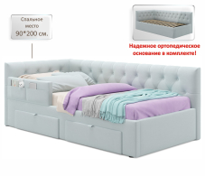 Мягкая кровать, Односпальная кровать-тахта Afelia с ящиками и бортиком