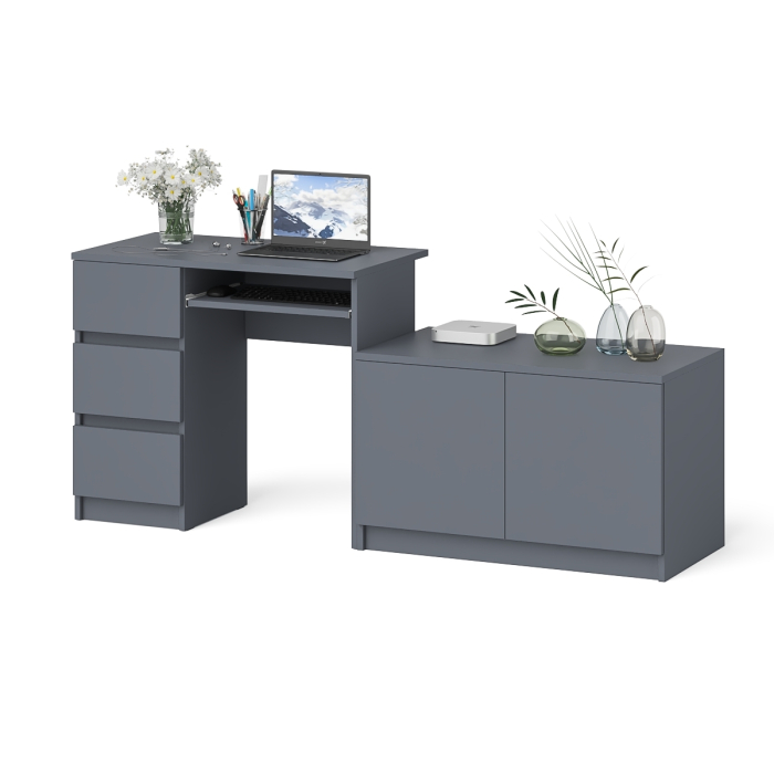 Прямые компьютерные столы, Компьютерный стол три ящика слева с тумбой 900 Мори