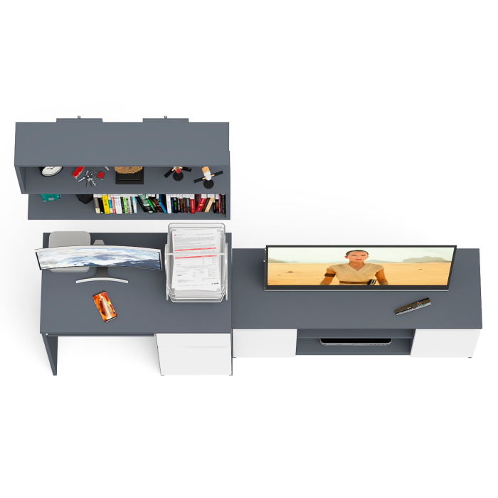 Прямые компьютерные столы, Однотумбовый компьютерный стол Мори МС-1 правый с тумбой МТВ1200.1 и открытой полкой на 900