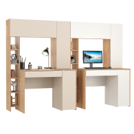 Прямые компьютерные столы, Два стола с надстройкой Mobi Комфорт 12.71