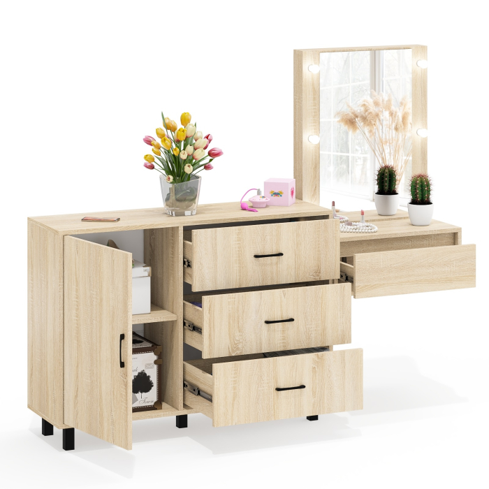 Туалетные столики, Комод с дверками и ящиками 122-1204 и косметический столик навесной с подсветкой