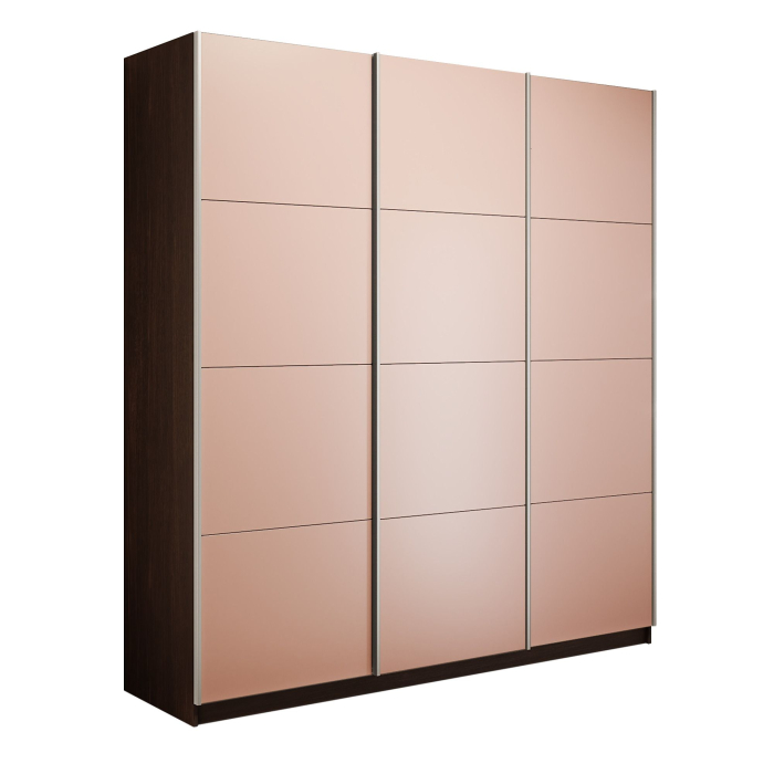 Шкафы-купе 3-х дверные, Шкаф-купе Прайм 3-х дверный Стекла пудра/Доводчики 180х57х230