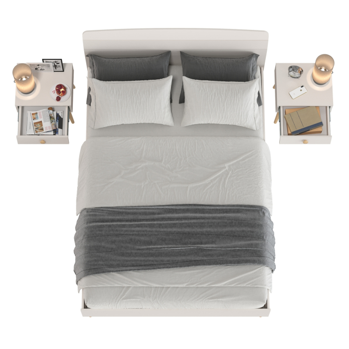 Спальные гарнитуры, Двуспальная кровать Афина 1400 и две прикроватные тумбочки на ножках