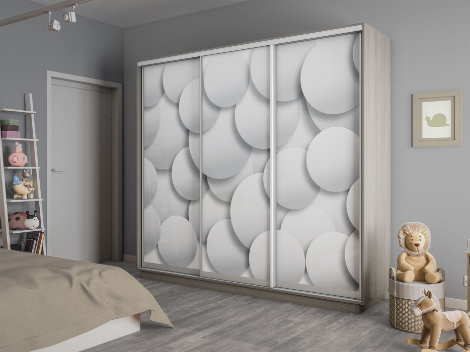 Шкафы-купе 3-х дверные, Шкаф-купе Экспресс 3-х дверный Фотопечать Шары Стекла 240х45х240