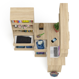 Уголок школьника Мори с угловым столом и полкой и стеллажом