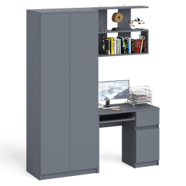 Компьютерный стол однотумбовый правый с ящиком и верхней полкой и платяной шкаф Мори МШ8001