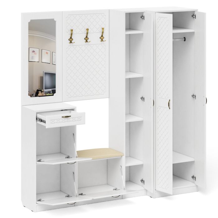 Прихожие, Полный набор мебели для прихожей П-6 компоновка № 31 МДФ фрезеровка ромб