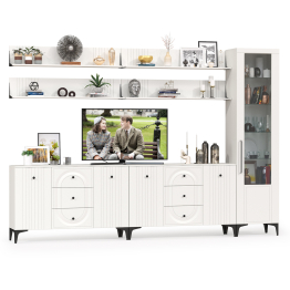 Шкаф со стеклом и 2 комода для аппаратуры с 4 полками Валенсия № 119