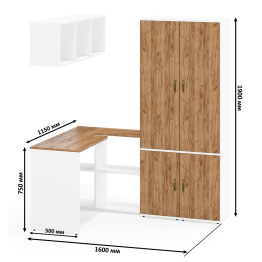 Два пенала для книг и бумаг и документов Лидер-8 со столом с настенной полкой для бумаг