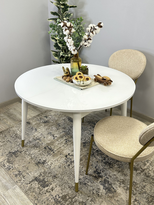 Обеденные столы, Стол Kenner K1000 раздвижной, стекло белое глянец