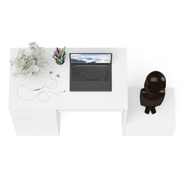 Компьютерный стол три ящика Мори МС-6 левый с тумбой 400