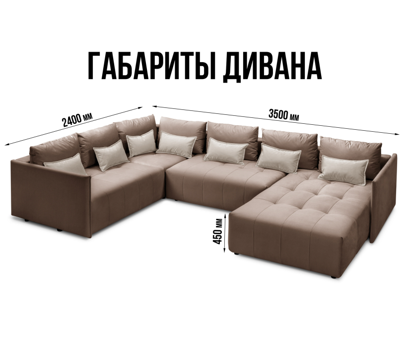 Диваны угловые в гостиную, Диван еврокнижка Чилетти П-образный