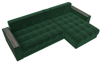 Диван угловой с декором и полкой Лига-050 НПБ, велюр SEVEN