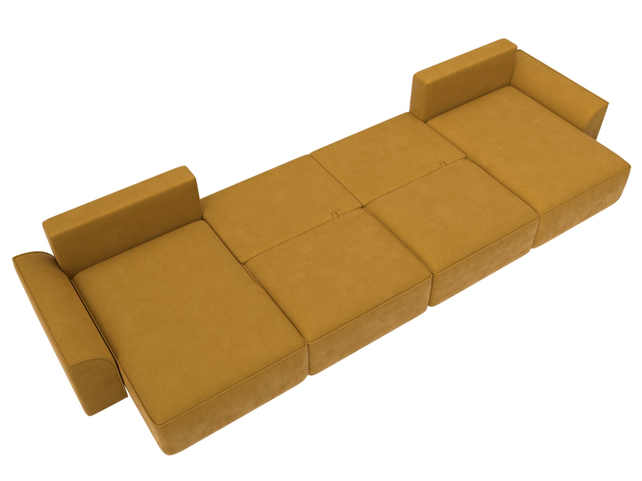Диваны прямые со спальным местом, Диван п-образный Лига-048 НПБ лонг, велюр BRUT
