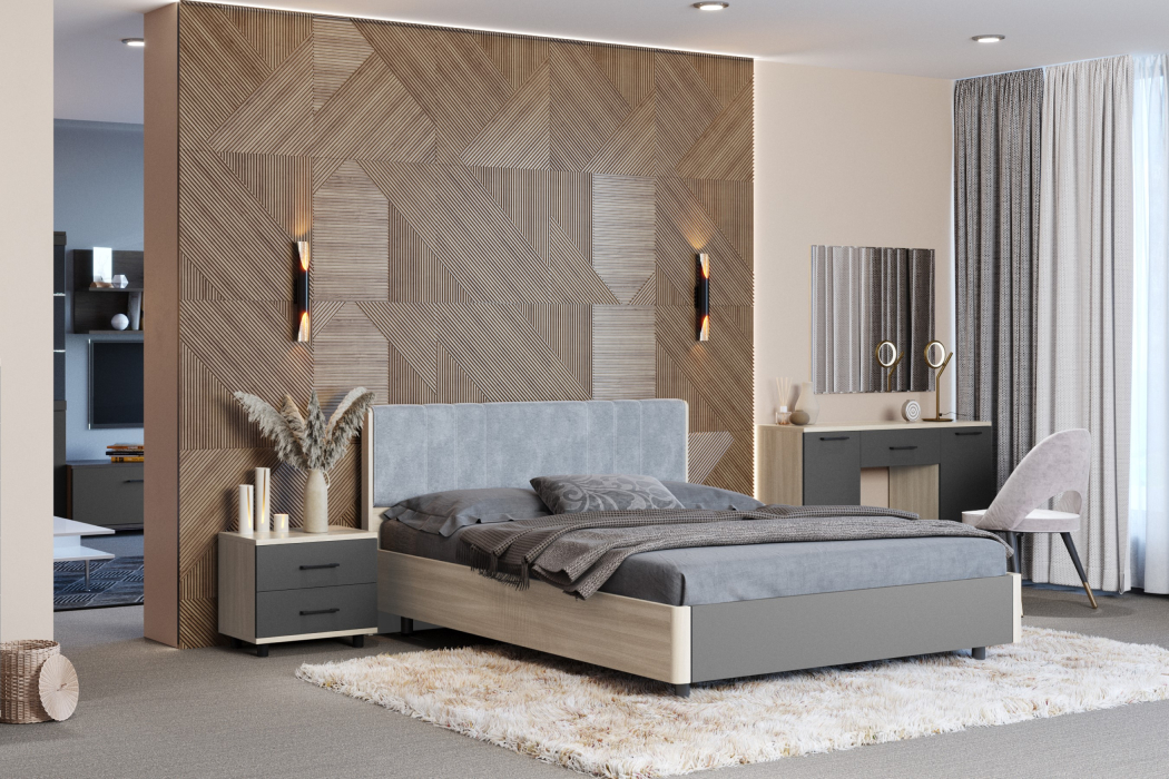 Спальные гарнитуры, Модульная спальня Грейс композиция 7  Ясень Асахи