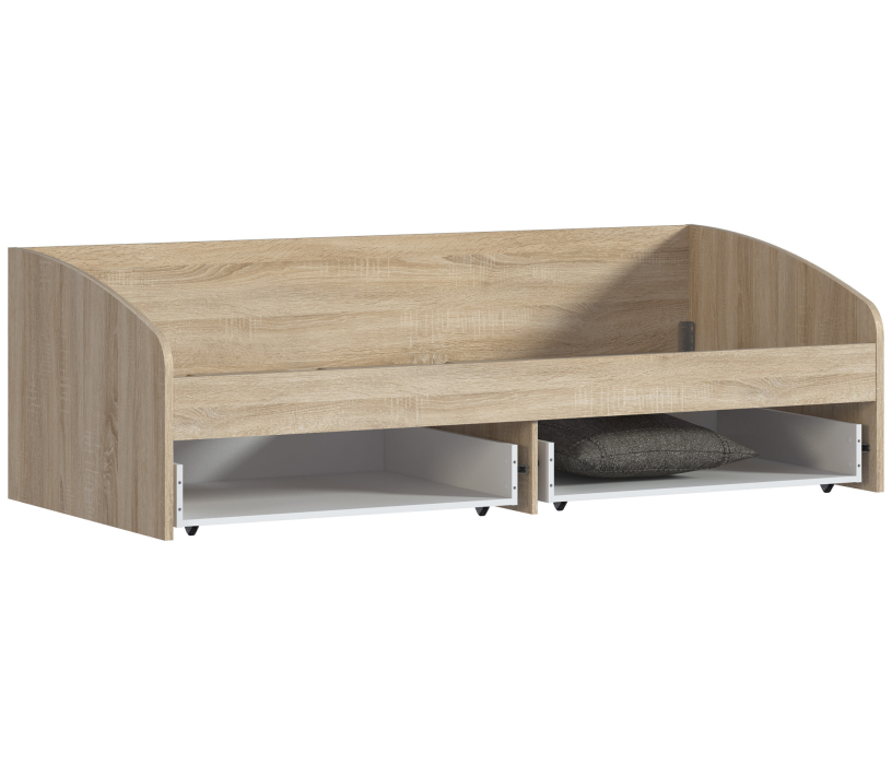 Кровати 90 см, Кровать Мамбо СБ-2372 с матрасом Фиеста 90х200, дуб сонома/белый