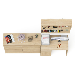 Комод на восемь ящиков МК1200.8 Мори с компьютерным столом МС-1 левый и верхней полкой 900