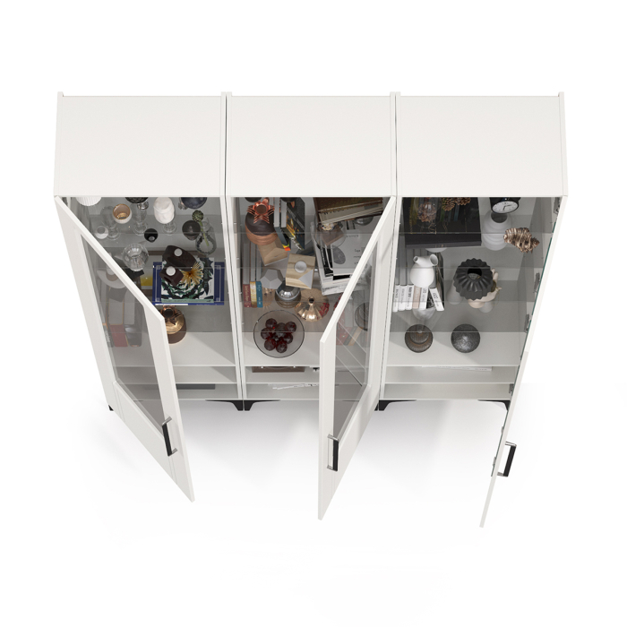 Стенки для гостиной, Три пенала со стеклом для гостиной Валенсия № 130